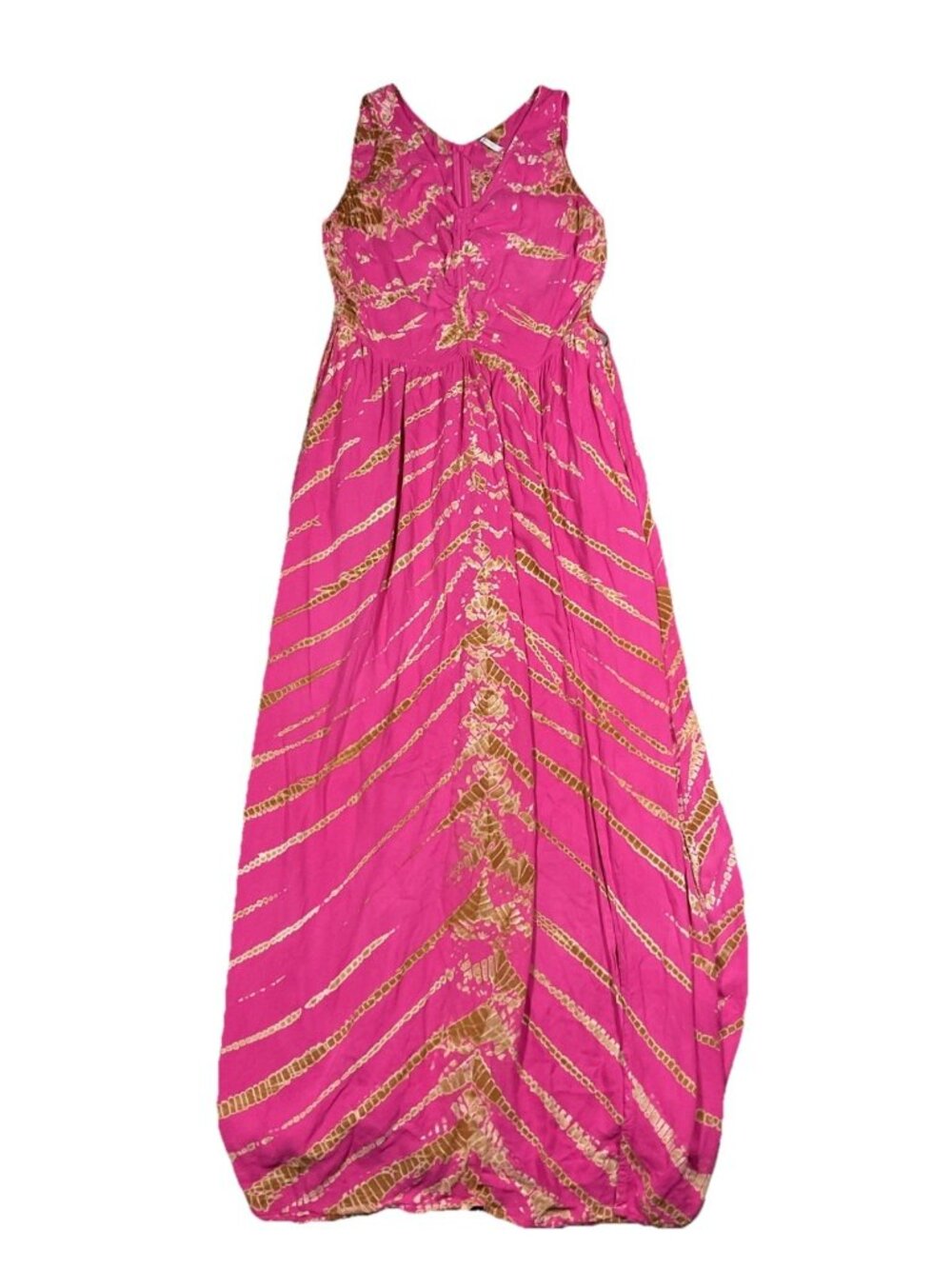 YFB Young Fabulous & Broke FLAMENCO SAVANNAH WASH Deep Slit Belted Maxi Dress LG
